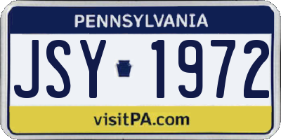PA license plate JSY1972