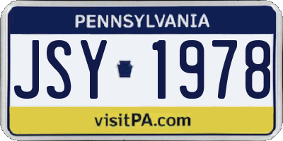 PA license plate JSY1978