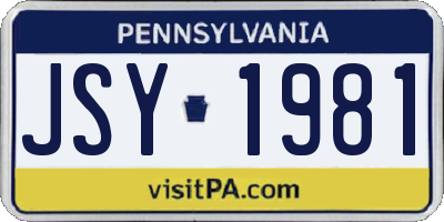 PA license plate JSY1981