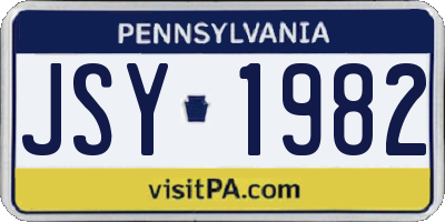 PA license plate JSY1982