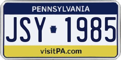 PA license plate JSY1985