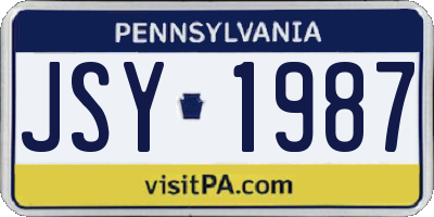 PA license plate JSY1987