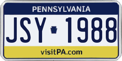 PA license plate JSY1988