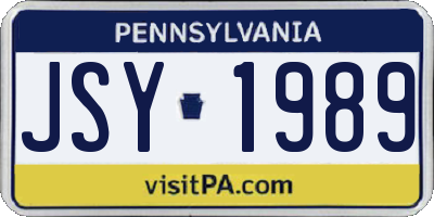 PA license plate JSY1989