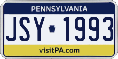 PA license plate JSY1993