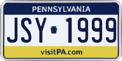 PA license plate JSY1999