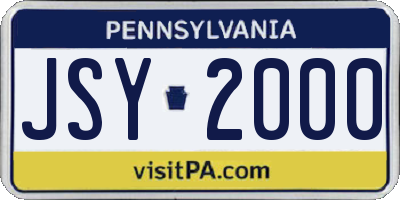 PA license plate JSY2000