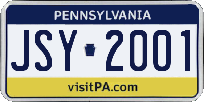 PA license plate JSY2001