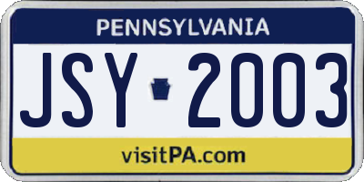 PA license plate JSY2003