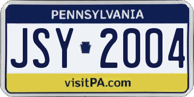 PA license plate JSY2004