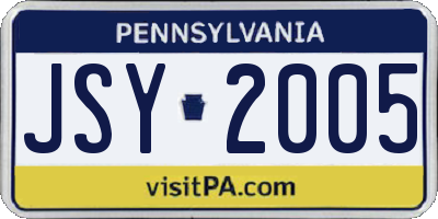 PA license plate JSY2005