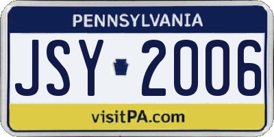 PA license plate JSY2006