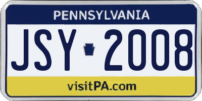 PA license plate JSY2008