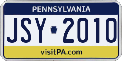 PA license plate JSY2010