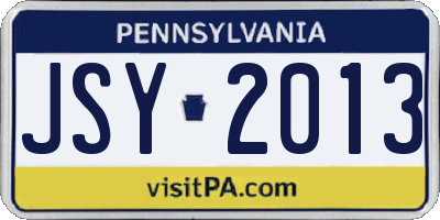 PA license plate JSY2013