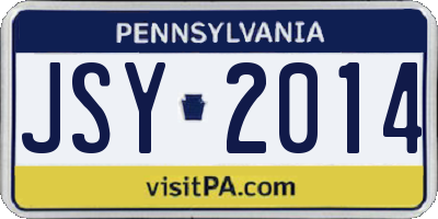 PA license plate JSY2014
