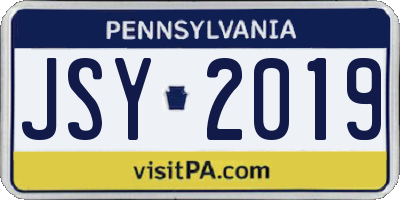 PA license plate JSY2019