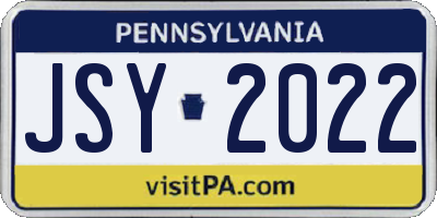 PA license plate JSY2022