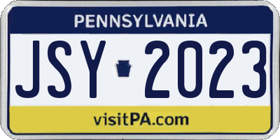 PA license plate JSY2023