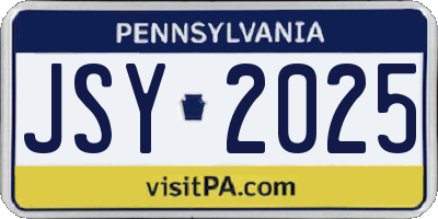 PA license plate JSY2025