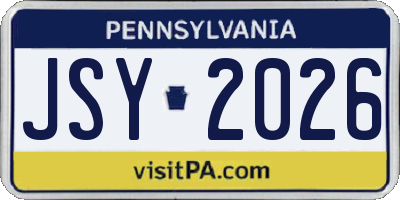 PA license plate JSY2026