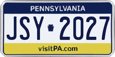 PA license plate JSY2027