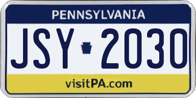 PA license plate JSY2030