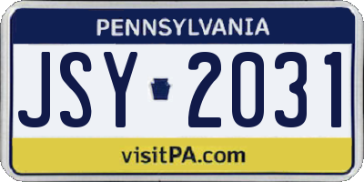 PA license plate JSY2031