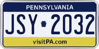 PA license plate JSY2032