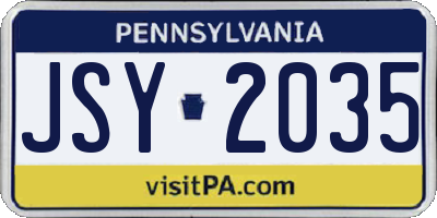 PA license plate JSY2035
