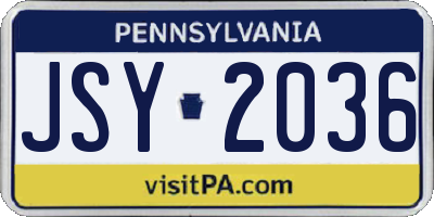 PA license plate JSY2036
