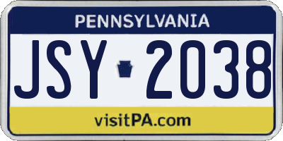 PA license plate JSY2038
