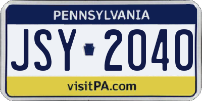 PA license plate JSY2040