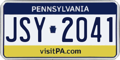 PA license plate JSY2041