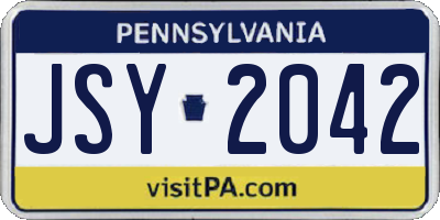 PA license plate JSY2042