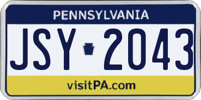PA license plate JSY2043