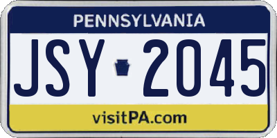 PA license plate JSY2045