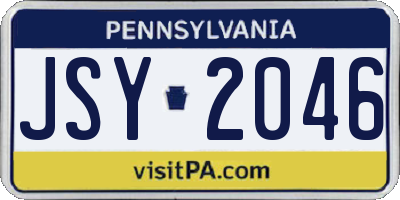 PA license plate JSY2046