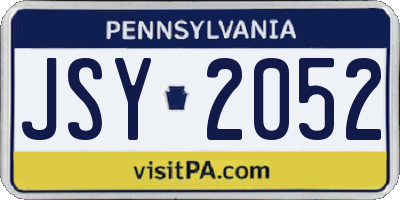 PA license plate JSY2052