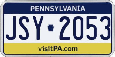 PA license plate JSY2053