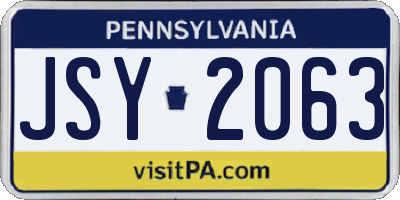 PA license plate JSY2063