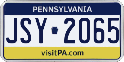 PA license plate JSY2065