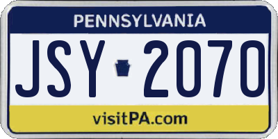 PA license plate JSY2070