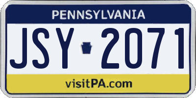 PA license plate JSY2071