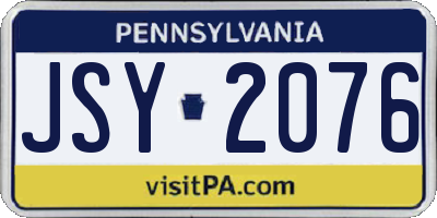 PA license plate JSY2076