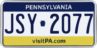 PA license plate JSY2077