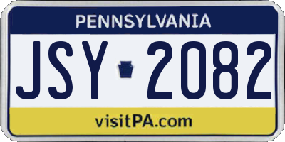 PA license plate JSY2082