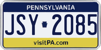 PA license plate JSY2085