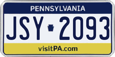 PA license plate JSY2093