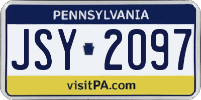 PA license plate JSY2097